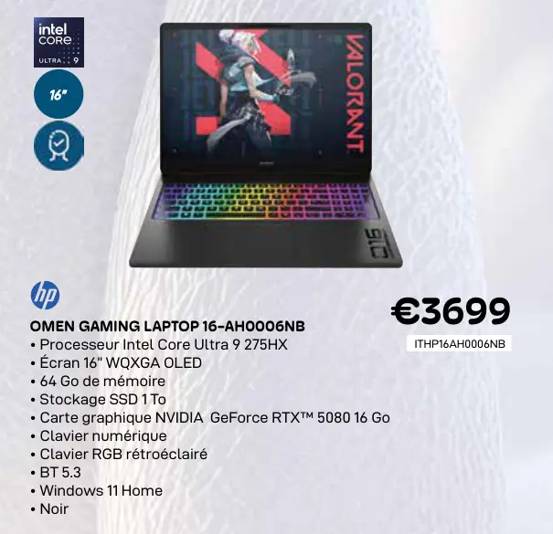 Offre: Omen gaming laptop 16-ak0010nb
