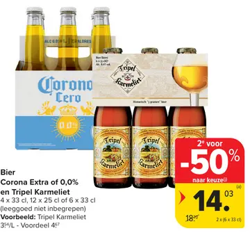 Aanbieding: Corona Extra of 0,0% en Tripel Karmeliet