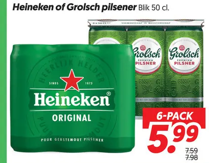 Aanbieding: Heineken of Grolsch pilsener
