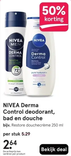 Aanbieding: Derma Control deodorant, bad en douche
