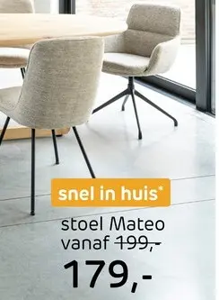 Promotie: Mateo, eetkamerstoel - 4-pootjes - rough off black - Pala - Lichtgrijs