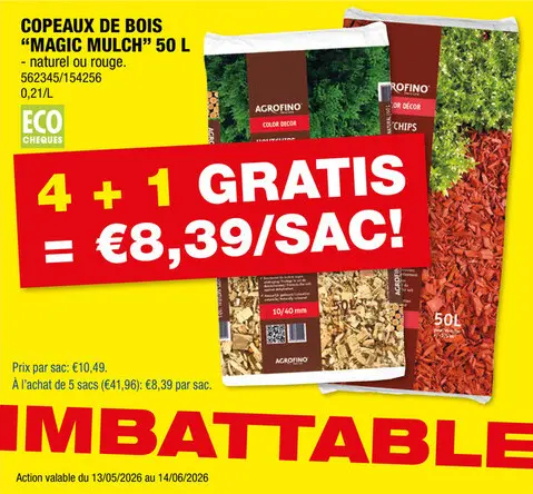 Offre: Agrofino Color Décor copeaux de bois 10-40 mm 50l naturel