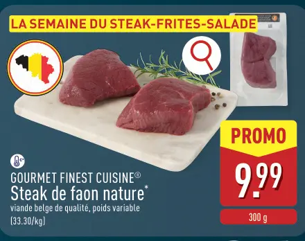 Offre: Steak de faon nature
