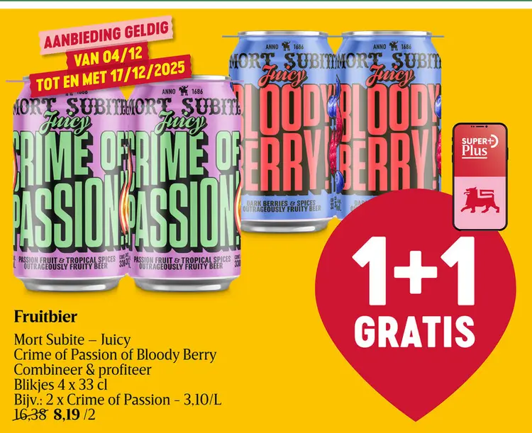 Promotie: Fruitbier Mort Subite - Juicy Crime of Passio
