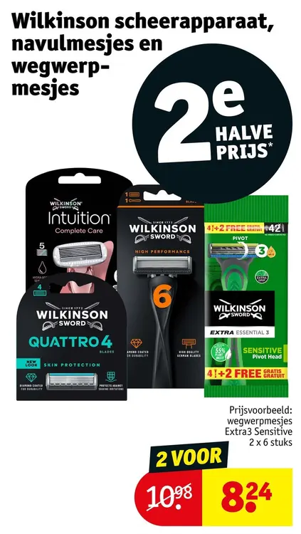 Aanbieding: Wilkinson scheerapparaat, navulmesjes en wegwerpmesjes
