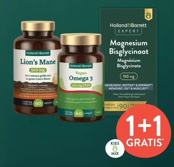 Aanbieding: Lion's Mane, Vegan Omega 3, Magnesium Bisglyc