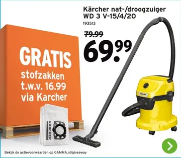 Aanbieding: Kärcher nat-/droogzuiger WD 3 V-15/4/20