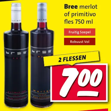 Aanbieding: Bree merlot of primitivo