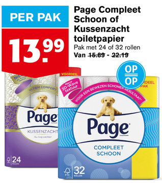 Aanbieding: Page Compleet Schoon of Kussenzacht toiletpapier