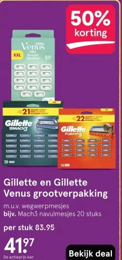Aanbieding: Gillette en Gillette Venus grootverpakking
