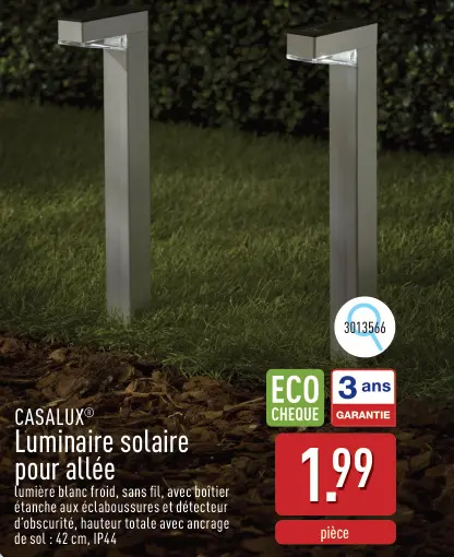 Offre: Luminaire solaire pour allée