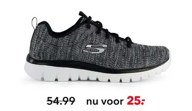 Aanbieding: Skechers dames sneakers zwart wit