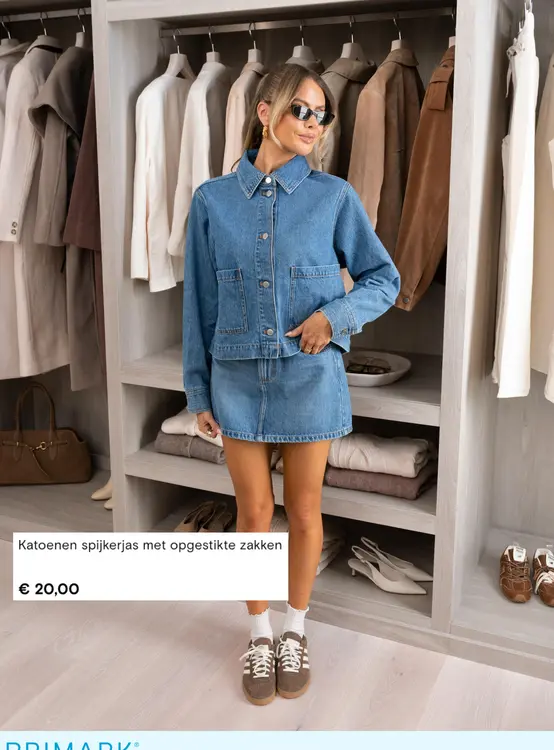 Aanbieding: Katoenen spijkerjas met opgestikte zakken