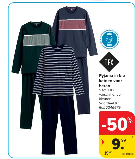 Promotie: Pyjama in bio katoen voor heren