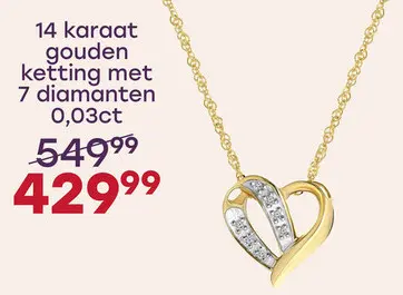 Aanbieding: 14 karaat gouden ketting met 7 diamanten