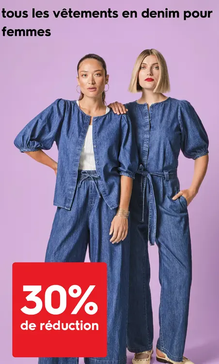 Offre: tous les vêtements en denim pour femmes