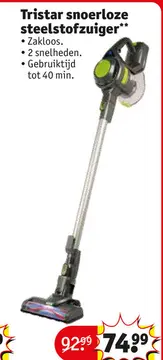 Aanbieding: Tristar snoerloze steelstofzuiger