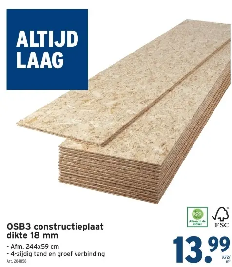 Aanbieding: OSB3 constructieplaat dikte 18 mm