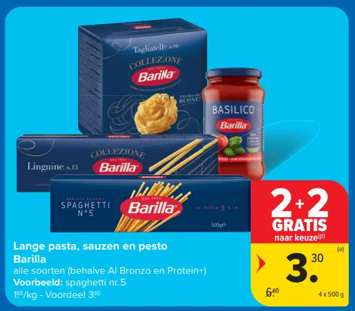 Aanbieding: Lange pasta, sauzen en pesto