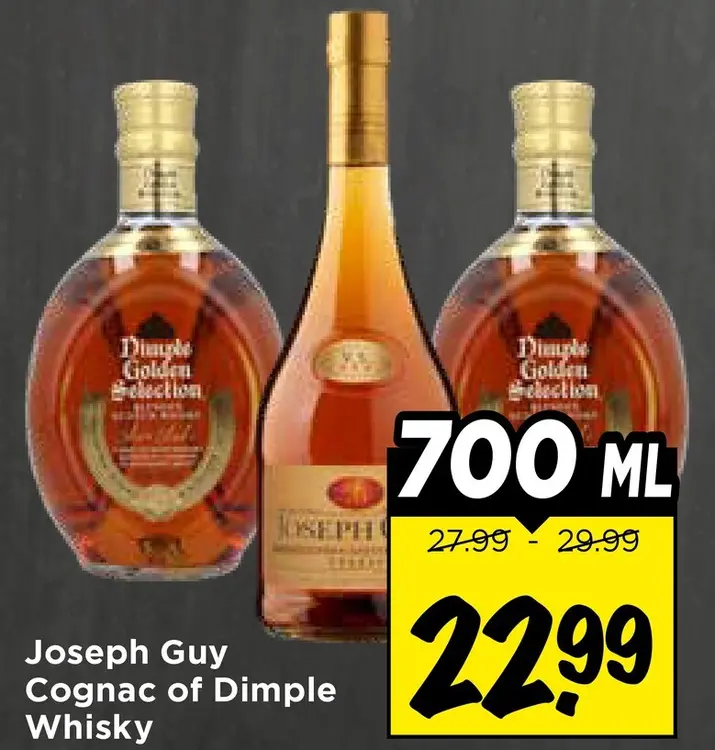 Aanbieding: Joseph Guy Cognac of Dimple Whisky