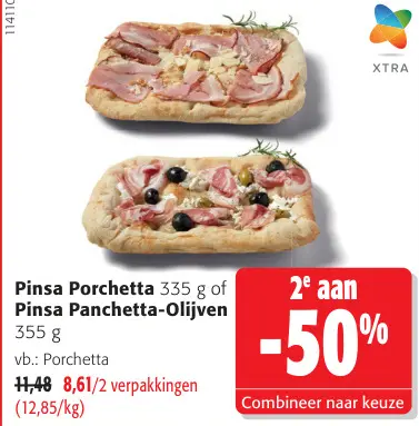 Promotie: Pinsa Porchetta of Pinsa Panchetta-Olijven