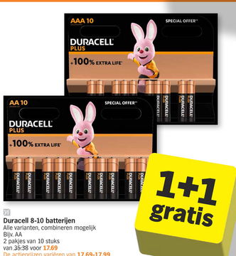 Aanbieding: Duracell 8-10 batterijen