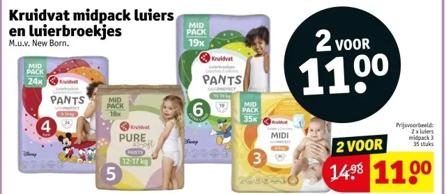 Promotie: Kruidvat midpack luiers en luierbroekjes