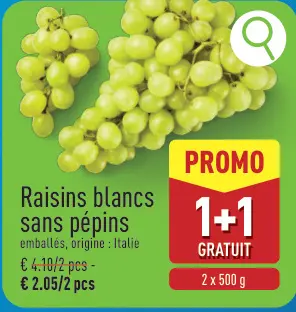 Offre: Raisins blancs sans pépins