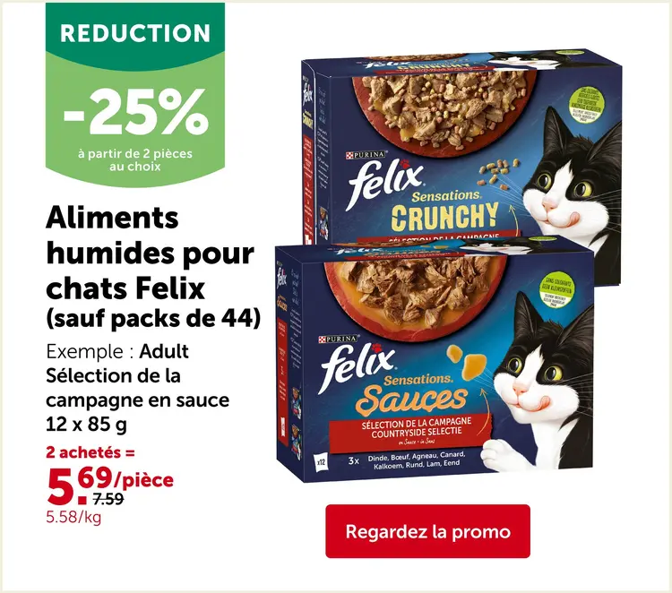 Offre: Aliments humides pour chats Felix (sauf packs