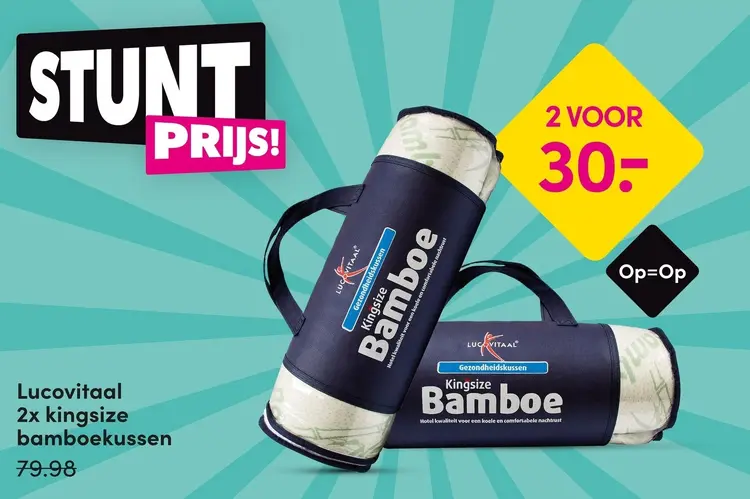 Aanbieding: Lucovitaal 2x kingsize bamboekussen