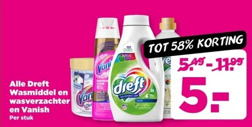 Aanbieding: Dreft Wasmiddel en wasverzachter en Vanish