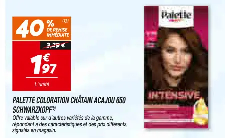 Offre: Palette coloration châtain acajou 650