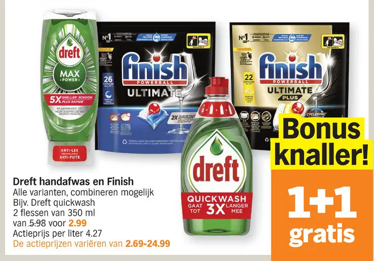Aanbieding: Dreft handafwas en Finish