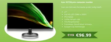 Aanbieding: Acer R272Gymix Computer Monitor