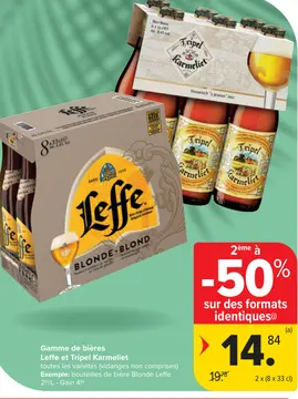 Offre: Gamme de bières Leffe et Tripel Karmeliet