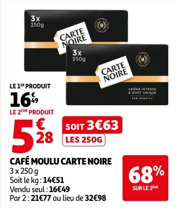 Offre: Café moulu CARTE NOIRE