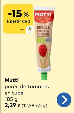 Offre: Mutti purée de tomates en tube