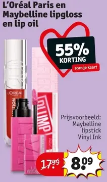 Aanbieding: Maybelline lipgloss en lip oil