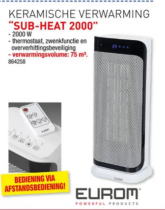 Promotie: Eurom Sub-Heat 2000 keramische verwarming 2000W