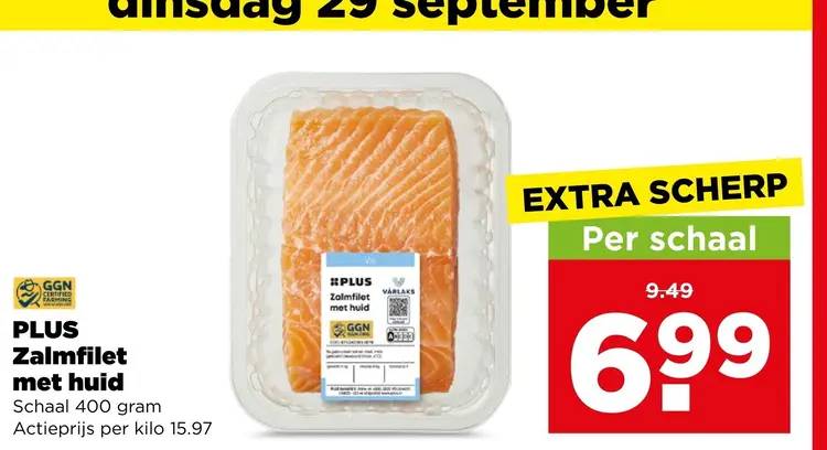 Aanbieding: PLUS Zalmfilet met huid