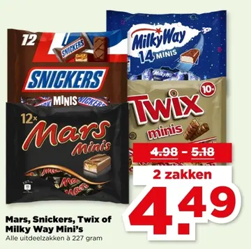 Aanbieding: Mars, Snickers, Twix of Milky Way Mini's