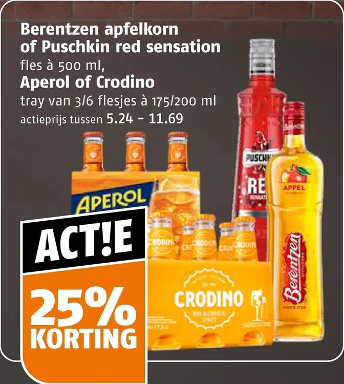 Aanbieding: Apfelkorn, Red Sensation, Aperol of Crodino