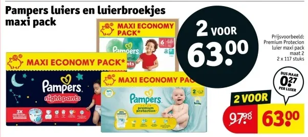 Aanbieding: Pampers luiers en luierbroekjes maxi pack