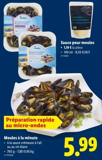 Offre: Moules à la minute