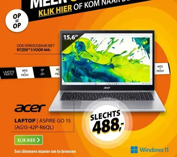 Aanbieding: Laptop | aspire go 15 (ag15-42p-r6ql)