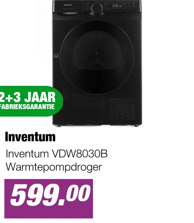 Aanbieding: Inventum VDW8030B Warmtepompdroger