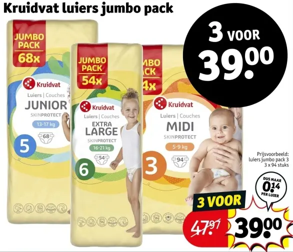 Aanbieding: Kruidvat luiers jumbo pack