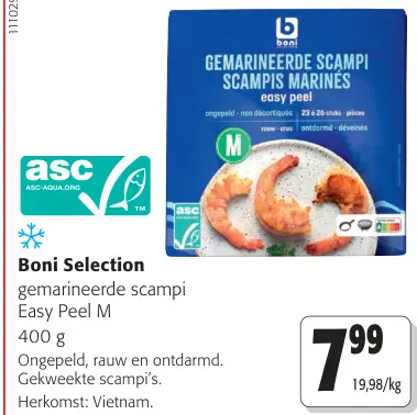 Promotie: Gemarineerde scampi Easy Peel M