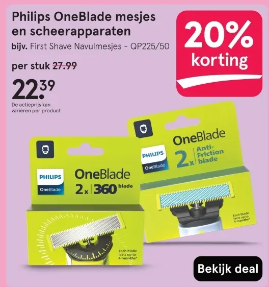 Aanbieding: OneBlade mesjes en scheerapparaten