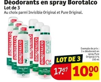 Offre: Déodorants en spray Borotalco